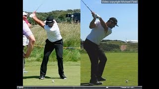 Jon Rahm golf swing  Long Iron faceon amp downtheline July 2017 [upl. by Alekat]