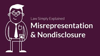 Misrepresentation and Nondisclosure  Contracts  Defenses amp Excuses [upl. by Aititel161]