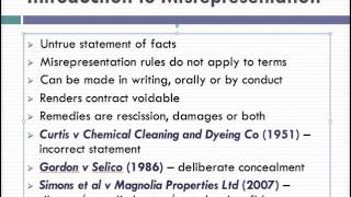 Misrepresentation Lecture 1 of 4 [upl. by Aldercy888]